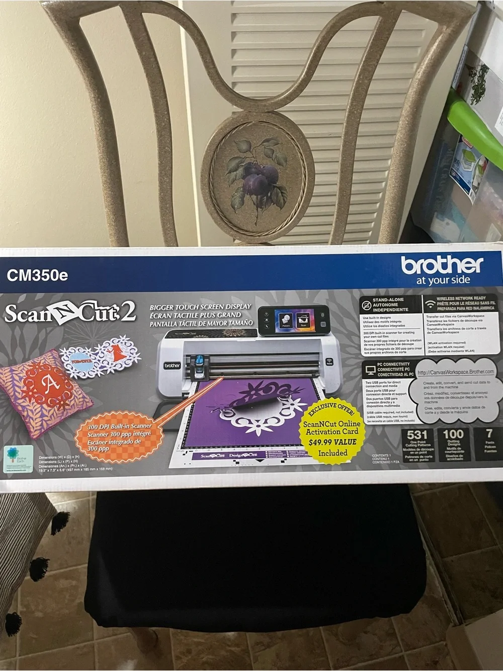 Brother ScanNCut2 CM350e Craft Cutting Machine - White and Blue Packaging